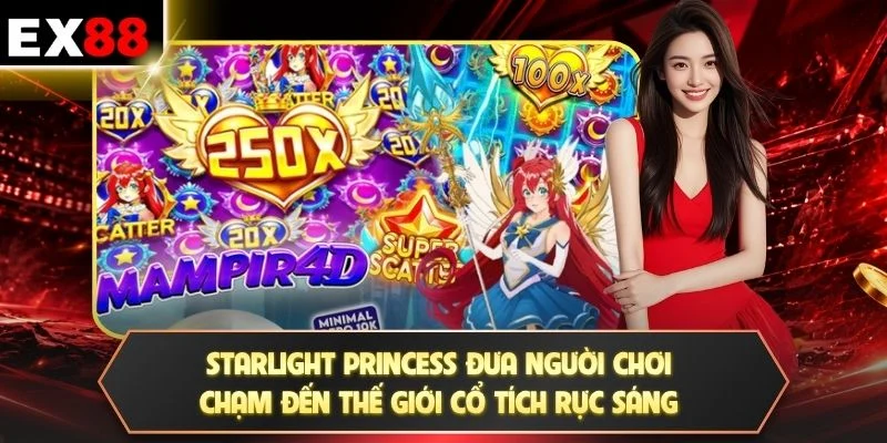 Starlight Princess - Multiplier 500×, Combo Thưởng Bùng Nổ 2 Starlight Princess đưa người chơi chạm đến thế giới cổ tích rực sáng